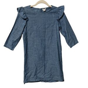 Crewcuts chambray flutter ruffle shoulder cotton knee length dress K4893 girls10